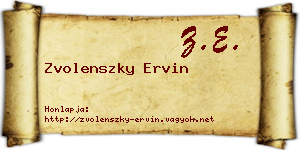 Zvolenszky Ervin névjegykártya