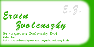 ervin zvolenszky business card